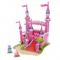 Intelligence Toys 3D Children Paper Jigsaw Puzzles Building Model Pink Castle