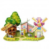 Intelligence Toys 3D Children Paper Jigsaw Puzzles Building Model Windmill