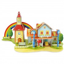 Intelligence Toys 3D Children Paper Jigsaw Puzzles Building Model Rainbow
