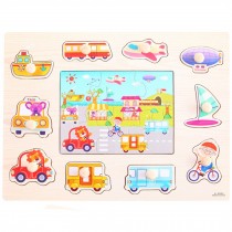 Kids Playschool Preschool Puzzled Educational Toy Wooden Puzzle,Traffic Tools