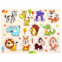 Kids Playschool Preschool Puzzled Educational Toy Wooden Puzzle,Animals,B