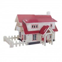 Jigsaw Puzzle Toy Creative Red Roof House Wooden 3D Puzzle