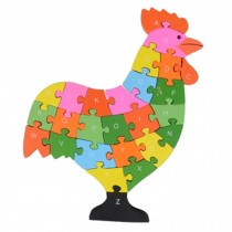 Wooden Block Animal Letter Figure Baby Early Childhood Puzzle Toy ( Cock )