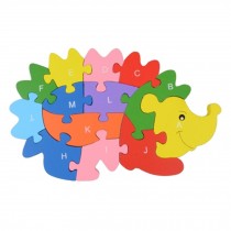 Wooden Block Animal Letter Figure Baby Early Childhood Puzzle Toy ( Hedgehog )