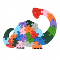 Wooden Block Animal Letter Figure Baby Early Childhood Puzzle Toy ( Dinosaur )