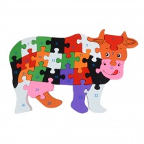 Wooden Block Animal Letter Figure Baby Early Childhood Puzzle Toy ( Cow )