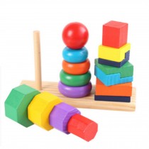 Wooden Multicolor Early Educational Shape-Match Superimposed Block Toys