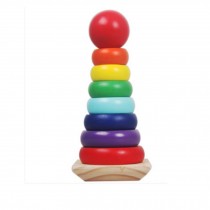 Wooden Multicolor Early Educational  Superimposed Rainbow Tower Block Toys
