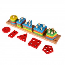 Wooden Early Educational Multicolor Lovely Block Puzzle Toys For Baby
