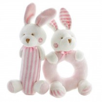 2PCS Baby Plush Soft Toy Baby Rattles Ring Rattle  Hand Grasp Rattle,Pink Rabbit