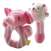 2PCS Baby Plush Soft Toy Baby Rattles Ring Rattle  Hand Grasp Rattle, Pink