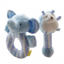 2PCS Baby Plush Soft Toy Baby Rattles Ring Rattle  Hand Grasp Rattle, Blue