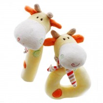 2PCS Plush Soft  Baby Rattles Toy Ring Rattle  Hand Grasp Rattle, Yellow Deer