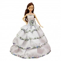 Elegant Beautiful Handmade Party Dress for Little Toy Doll, White