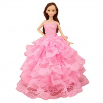 Beautiful Elegant Handmade Party Pink Dress for Little Toy Doll