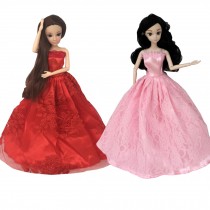 Set of 2 Beautiful Handmade Party Dress Clothes for 11.8" Doll Red and Pink