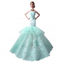 Beautiful Handmade Party Dress Wedding Dress for 11.8" Doll Fishtail Green