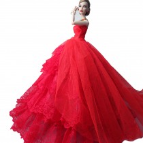 Bonzer Handmade Party Dress Wedding Dress for 11.8" Doll TuTu Dress Red