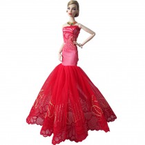 Beautiful Handmade Party Dress Wedding Dress for 11.8" Doll Fishtail Red
