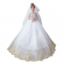 Classic Beautiful Handmade Party Dress Wedding Dress for 11.8" Doll White
