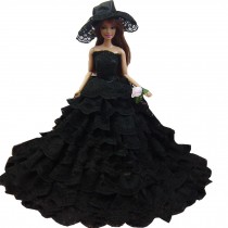 Black Temptation Fantasy Handmade Wedding Dress for 11.8" Doll Black
