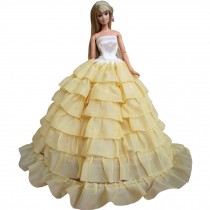 Beautiful Handmade Party Dress Formal Dress for 11.8" Doll Light Yellow