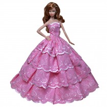 Lovely Pink Beautiful Handmade Party Dress Formal Dress for 11.8" Doll