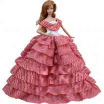 Red Plaid Handmade Party Dress Formal Dress for 11.8" Doll