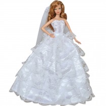 White Handmade Wedding Dress Formal Dress for 11.8" Doll