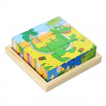Children's Toys 3D Wooden Puzzle for Kids Educational Toy Dinosaur Cube Puzzle