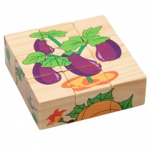 Children's Toys 3D Wooden Puzzle for Kids Educational Toy Cube Puzzle Eggplant