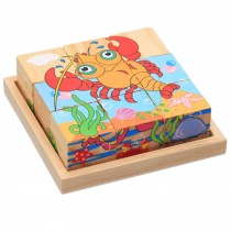 Children's Toy 3D Wooden Puzzle for Kids Educational Toy Cube Puzzle Sea Animals