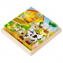 Educational Toy 3D Wooden Puzzle for Kids Cube Puzzle Farm(2 Years and up)