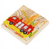 Educational Toy 3D Wooden Puzzle for Kids Cube Puzzle Vehicle(2 Years and up)
