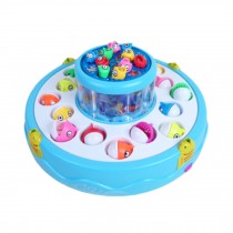 Electronic Toy Fishing Set Rotating Fish Game Toy with Music, Blue