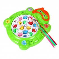 Electronic Toy Fishing Set Rotating Fish Game Toy With Music, Green Turtle