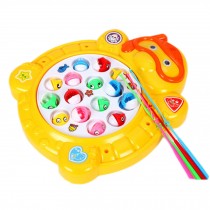 Electronic Toy Fishing Set Rotating Fish Game Toy With Music, Yellow Turtle