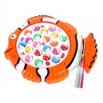 Electronic Toy Fishing Set Rotating Fish Game Toy With Music, Orange Fish