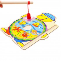 Lovely Yellow Turtle Wood Fishing Toy Magnetic Fishing Game