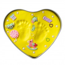 Best Gift For Baby Clay Keepsake Handprint & Footprint Ornament Kit Heart Yellow