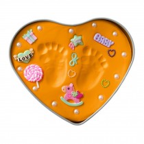 Best Gift For Baby Clay Keepsake Handprint & Footprint Ornament Kit Heart Orange