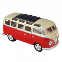 Lovely Alloyed&Plastic Mini Bus Model With Light And Sound, Red/Beige