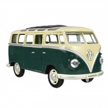 Lovely Alloyed&Plastic Mini Bus Model With Light And Sound, Green/Beige