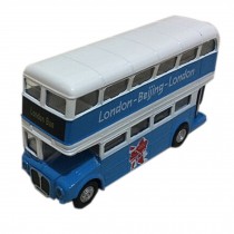 Lovely London Double-Decker Bus Model With Light And Sound,Blue/White