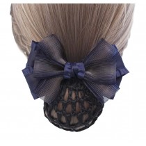 Elegant Fashion Hair Net Bowknot Hair Clips Spring Clip 2 pieces, BLUE