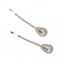 Elegant Rhinestone Decorative Hair Pins Clips Bobby Pins 2 pairs, NO.001