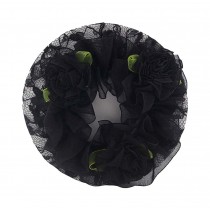 6 pieces Girls Ballet Dance Hair Net Hair Accessories Elastic Flower Edge Hairnet, BLACK