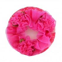 6 pieces Girls Ballet Dance Hair Net Hair Accessories Elastic Flower Edge Hairnet, Rose Color