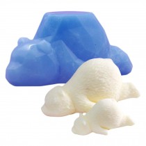 1 Pc - 18 cm Blue Silica Gel Polar Bear Ice Cream Animal Mold Decor Candle Mold