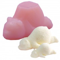 Pink -1 Pc 18 cm Silica Gel Polar Bear Ice Cream Animal Mold Decor Candle Mold
